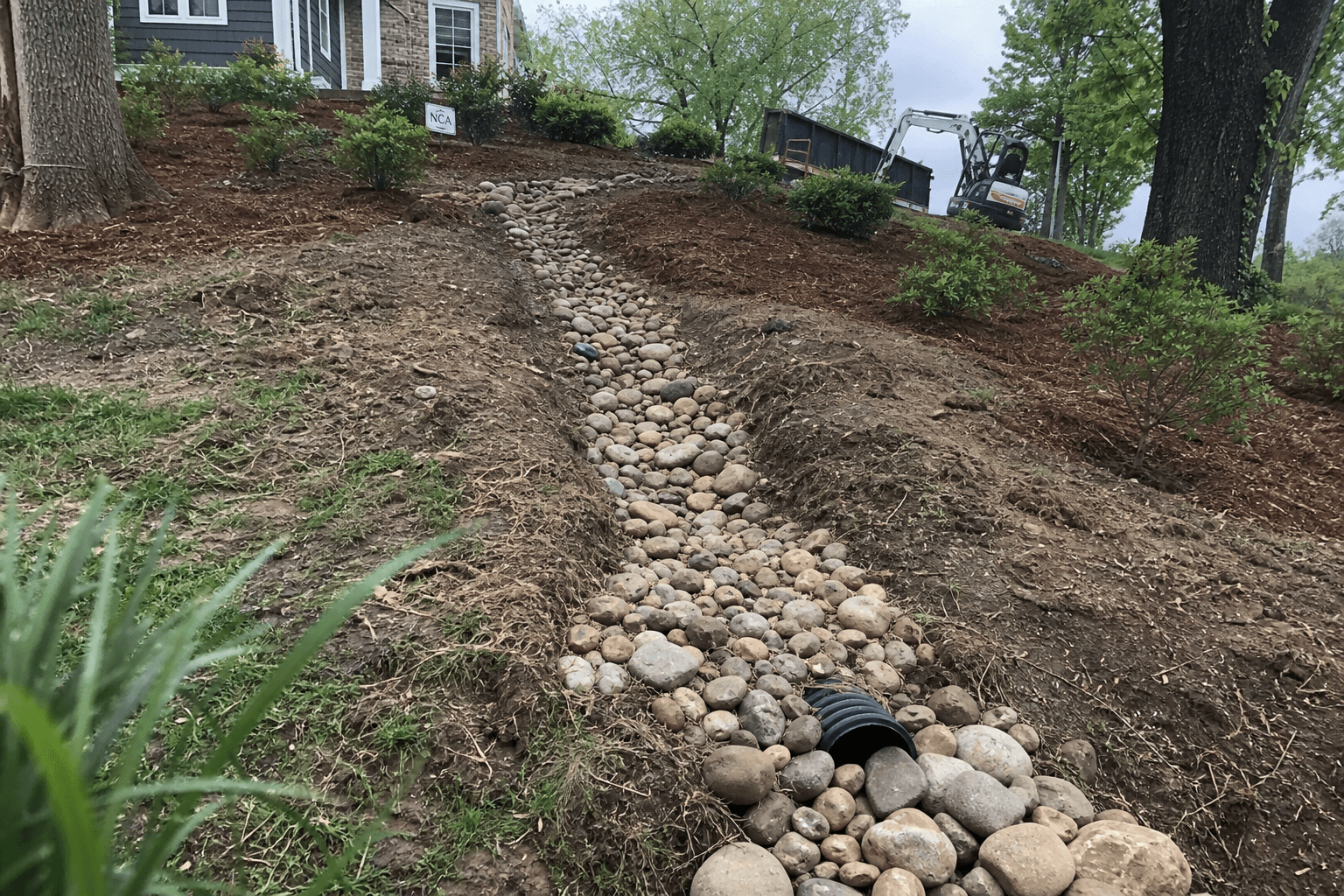 Yard drainage and French drain installation in Lexington, Kentucky